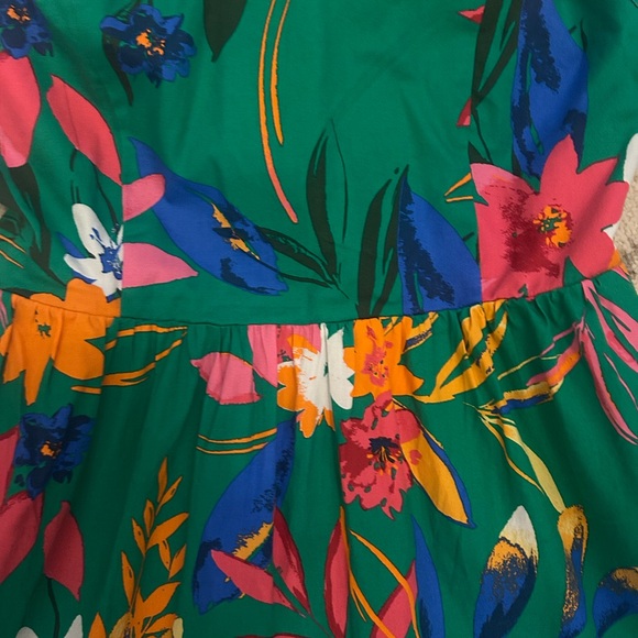 J. Crew Green Tropical Floral Halter Midi Dress with Bright Accents - Picture 4 of 12